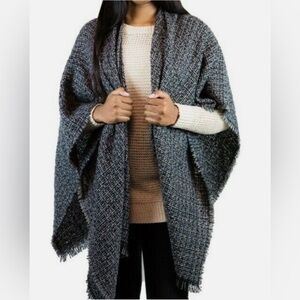 Time And Tru Ruana Shawl Gray One Size